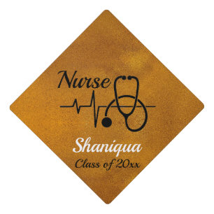 Stethoscope and Heartbeat Nurse Graduation Cap Top