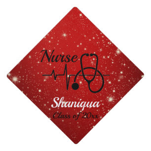 Stethoscope and Heartbeat Nurse Graduation Cap Top