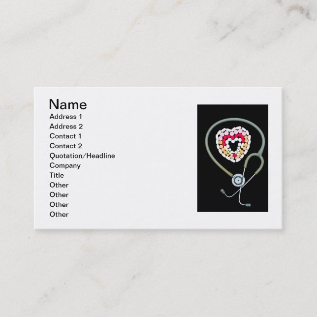 Stethoscope and pills business card (Front)