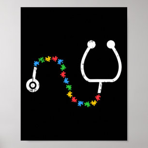 Stethoscope Autism Awareness Medical Rn Nurse Doct Poster