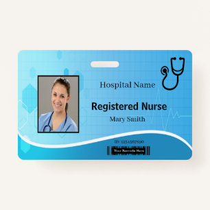 Stethoscope Blue Medical Heartbeat Photo ID Badge