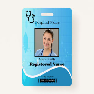 Stethoscope Blue Medical Heartbeat Vertical Photo Badge