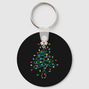 Stethoscope Christmas Tree Lights Nurse Christmas  Keychain