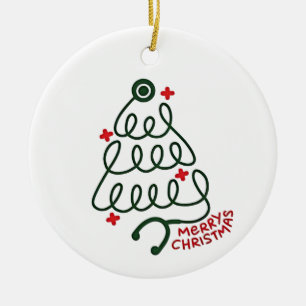 Stethoscope Christmas Tree Lights Nursing Scrubs Ceramic Ornament