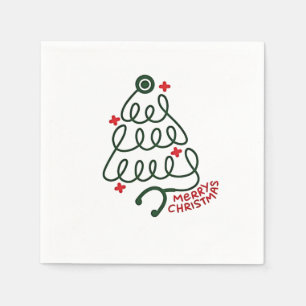 Stethoscope Christmas Tree Lights Nursing Scrubs  Napkin