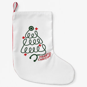 Stethoscope Christmas Tree Lights Nursing Scrubs  Small Christmas Stocking
