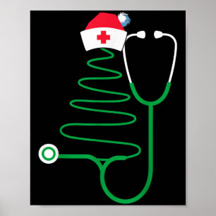 Stethoscope Christmas Tree Nurse Christmas Scrub Poster