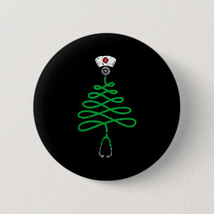 Stethoscope Christmas Tree Nurse Christmas Scrub T 2 Inch Round Button