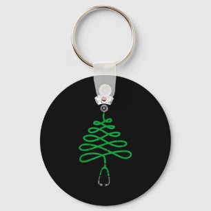 Stethoscope Christmas Tree Nurse Christmas Scrub T Keychain