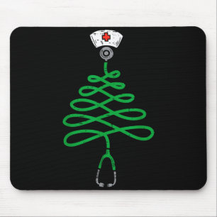 Stethoscope Christmas Tree Nurse Christmas Scrub T Mouse Pad