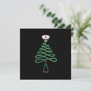 Stethoscope Christmas Tree Nurse Scrub Xmas Holiday Card