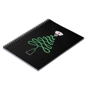Stethoscope Christmas Tree Nurse Scrub Xmas  Notebook