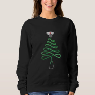 Stethoscope Christmas Tree Nurse Scrub Xmas  Sweatshirt