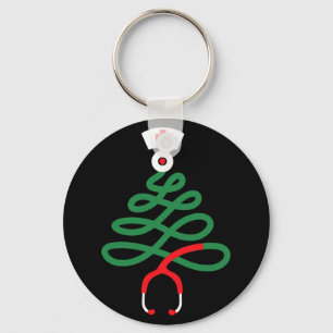 stethoscope christmas tree nursing funny nurse rn keychain