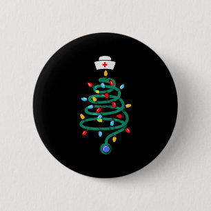 Stethoscope Christmas Tree Registered Doctor Nurse 2 Inch Round Button