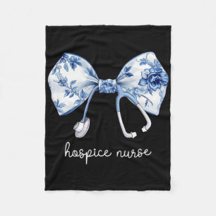 Stethoscope Coquette Bow Hospice Nurse Aide Pallia Fleece Blanket