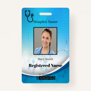 Stethoscope Cross Medical Vertical Photo ID Badge