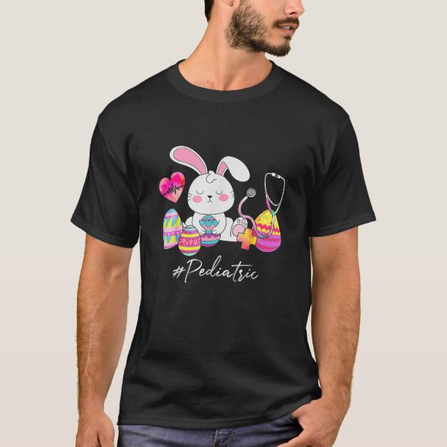 Stethoscope Cute Bunny Pediatric Nurse Easter Day T-Shirt (Front)