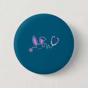 Stethoscope Easter Bunny Nurse Doctor Egg Ears 2 Inch Round Button