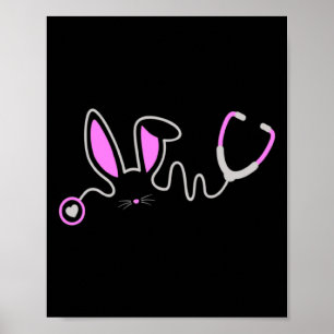 Stethoscope Easter Bunny Nurse Doctor Egg Ears Poster