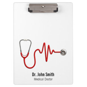 Stethoscope ECG Wave Medical EKG Heartbeat Line Clipboard
