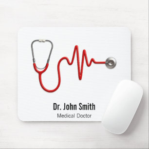 Stethoscope EKG Heartbeat Line ECG Wave Medical Mouse Pad
