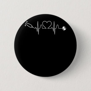 Stethoscope EKG Heartbeat Nurse Heart Hospital 2 Inch Round Button