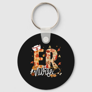 Stethoscope Er Nurse Fall Yall Autumn Leaves Thank Keychain