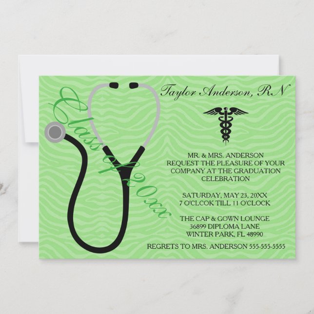 Stethoscope Faire-part de diplôme de l'école Médic (Devant)