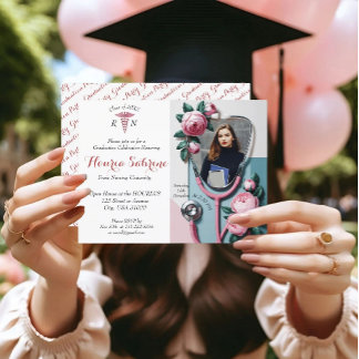 Stethoscope Floral moderne Invitation de graduatio