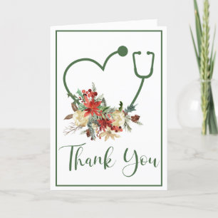 Stethoscope Floral Vert Coeur Vacances Merci