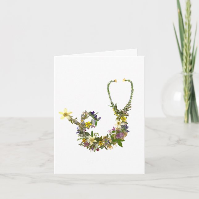 Stethoscope Greeting Card Nurse LPN RN White Coat (Front)