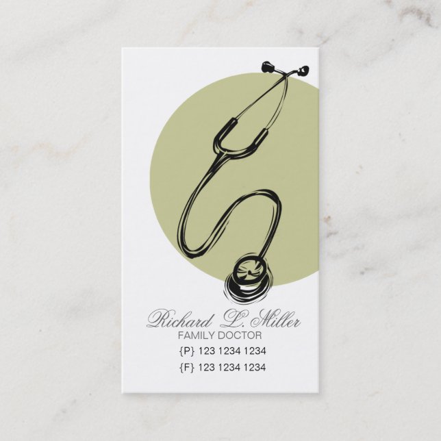 Stethoscope Hand Drawing Medicine Appointment Card (Front)