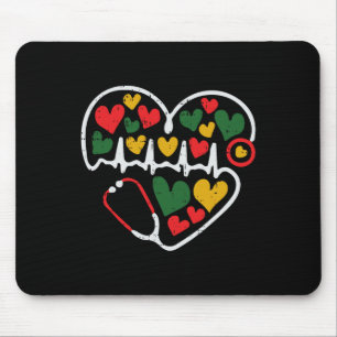 Stethoscope Heart Juneteenth Melanin Nurse African Mouse Pad
