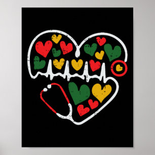 Stethoscope Heart Juneteenth Melanin Nurse African Poster