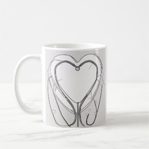 Stethoscope Heart Line Art Nurse Gift Medical Prof Coffee Mug