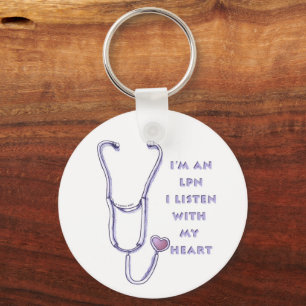 Stethoscope heart LPN Nurse Keychain