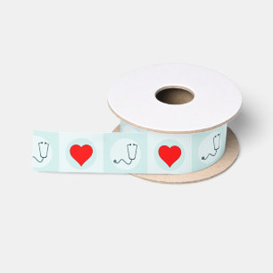 Stethoscope & Heart Nurse or Medical Practitioner Satin Ribbon