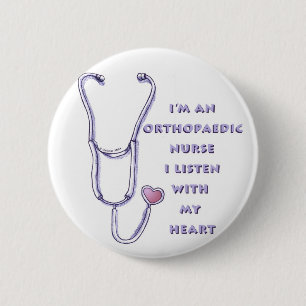 Stethoscope heart Orthopedic Nurse 2 Inch Round Button