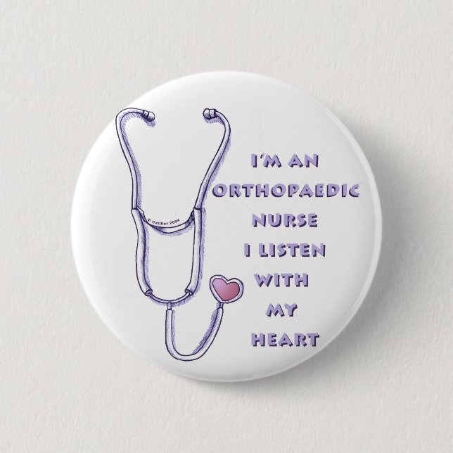Stethoscope heart Orthopedic Nurse 2 Inch Round Button (Front)