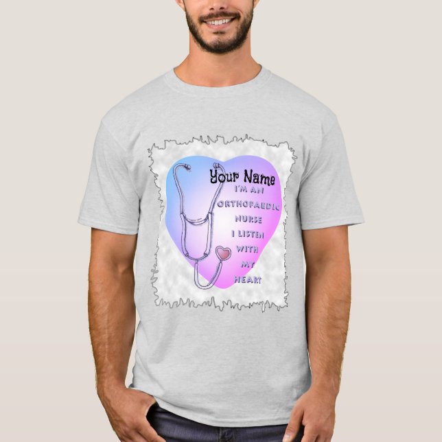 Stethoscope heart Orthopedic Nurse T-Shirt (Front)