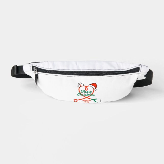 Stethoscope heart with Santa hat Fanny Pack (Front)