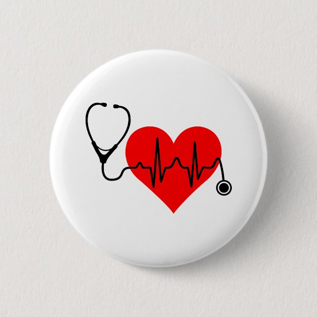 Stethoscope Heartbeat Heart 2 Inch Round Button (Front)