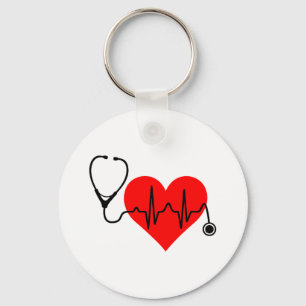 Stethoscope Heartbeat Heart Keychain