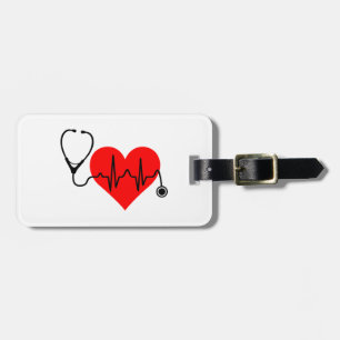 Stethoscope Heartbeat Heart Luggage Tag