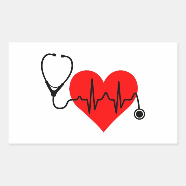 Stethoscope Heartbeat Heart Sticker (Front)
