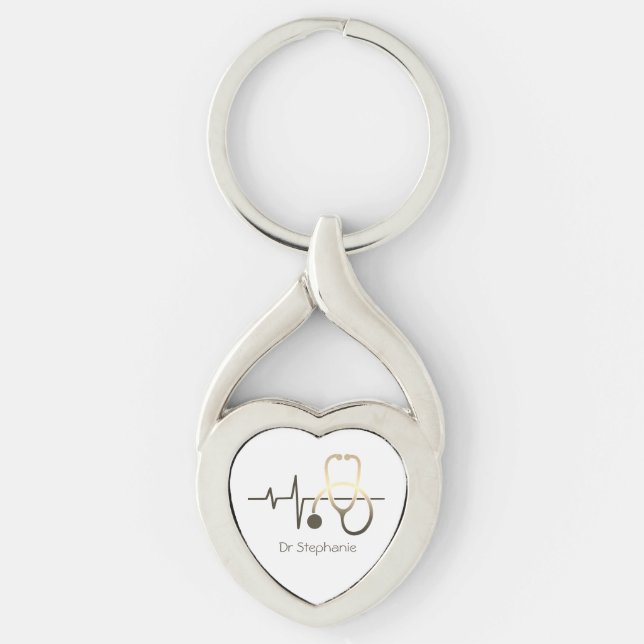 Stethoscope Heartbeat Medical Keychain (Front)