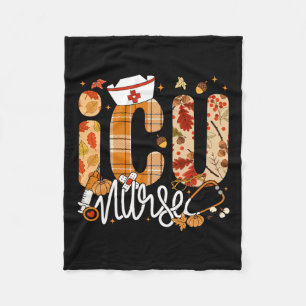 Stethoscope Icu Nurse Fall Yall Autumn Leaves Than Fleece Blanket