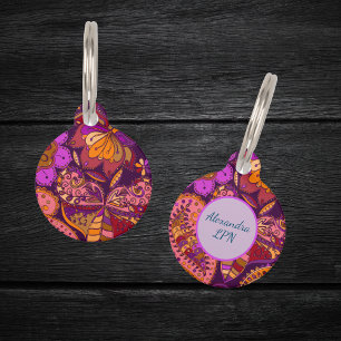 Stethoscope ID Name Tag Paisley Purple