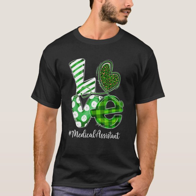 Stethoscope Love Medical Assistant Plaid St Patric T-Shirt (Front)